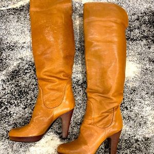 Elie Tahari tan knee high boots size 5
